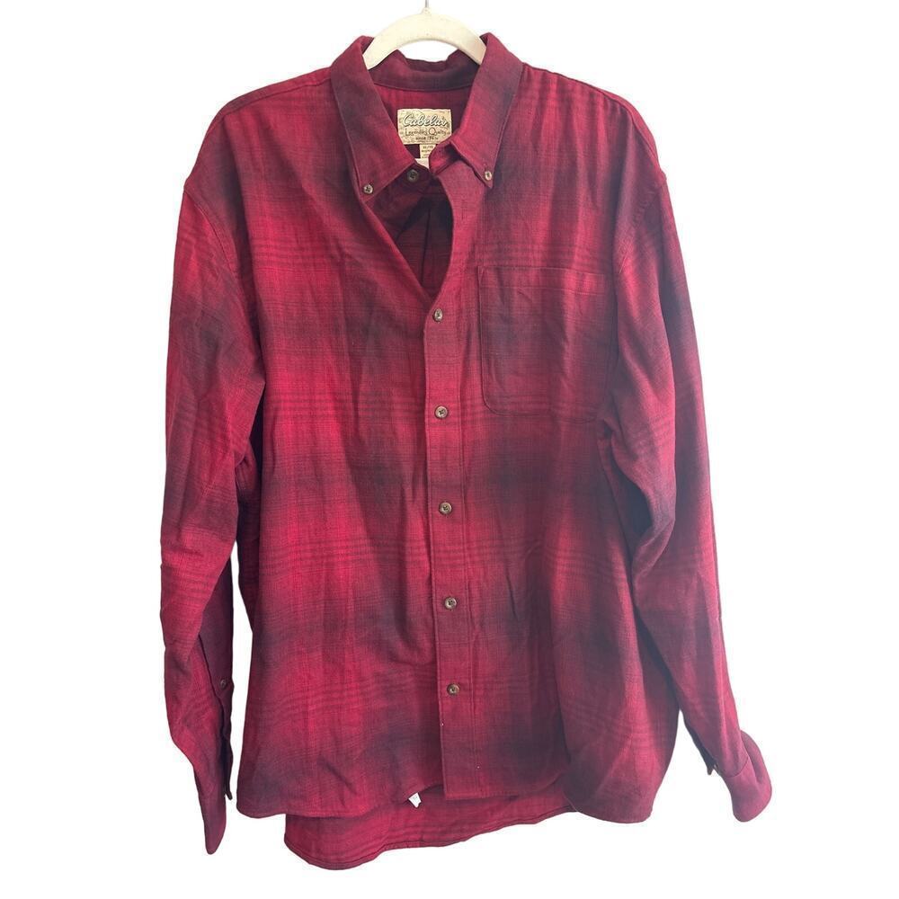 Cabela’s Long Sleeve Plaid Button Down Shirt Red Size XL